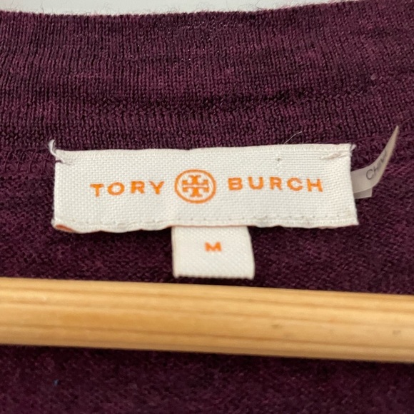 Tory Burch Simone Merino Wool Logo Button Cardigan Sweater Quiet Luxury - Picture 5 of 8